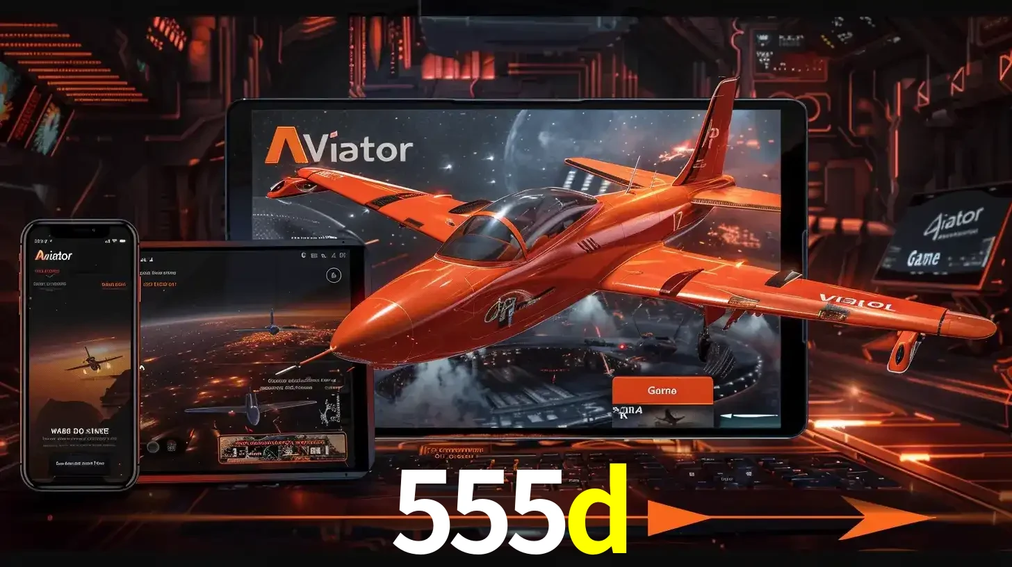 Apresentação tecnológica do jogo Aviator com um avião saindo da tela de um tablet, demonstrando a experiência imersiva em múltiplos dispositivos no 555d.