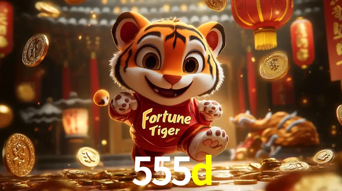 O alegre personagem do Fortune Tiger correndo sobre um caminho de moedas de ouro, simbolizando os grandes prêmios e a diversão do popular jogo de slot do 555d.